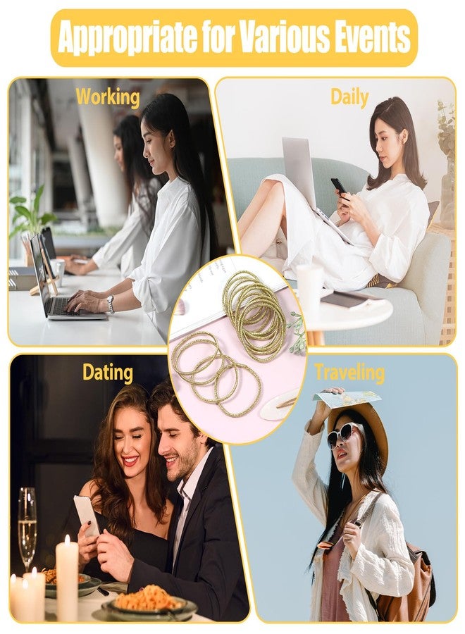 ٥٠ ربطة شعر ذهبية، أربطة شعر مطاطية ذهبية لامعة، أربطة شعر صغيرة رفيعة ٢ مم، أربطة شعر مطاطية صغيرة لذيل الحصان، لا تسبب أي ضرر ولا تحتوي على معدن - Image 4